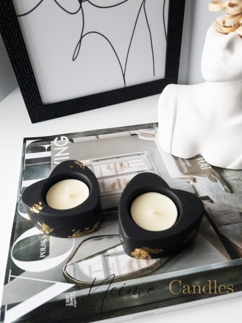 Świecznik tealight - pretty heart black