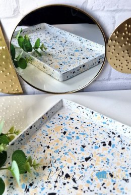 Taca na świece terrazzo blue