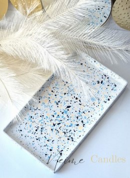 Taca na świece terrazzo blue